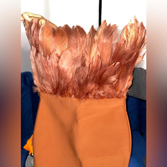 Viva Glam Bandage Mini! FEATHER BANDAGE DRESS! WORN FOR 30 MINS! Tag still on! - Picture 6 of 6
